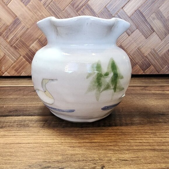 Studio Art Pottery Votive Candle Holder Trees Water and Loon Cut Outs Home Decor - Picture 3 of 10